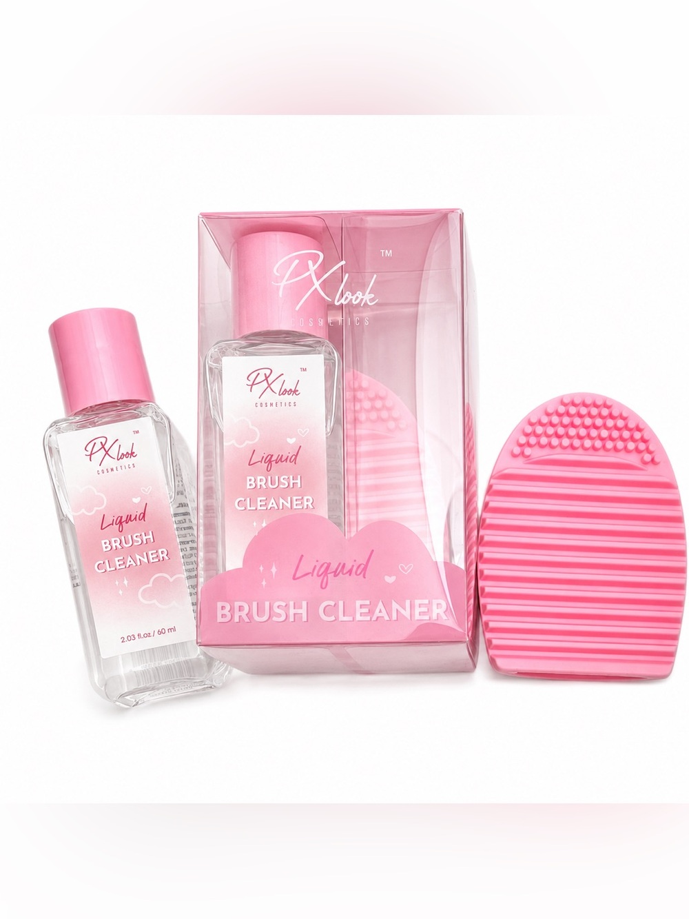 PX Look Prolux Liquid Brush Cleaner 2 oz. Makeup Cleanser Silicone Sponge Kit